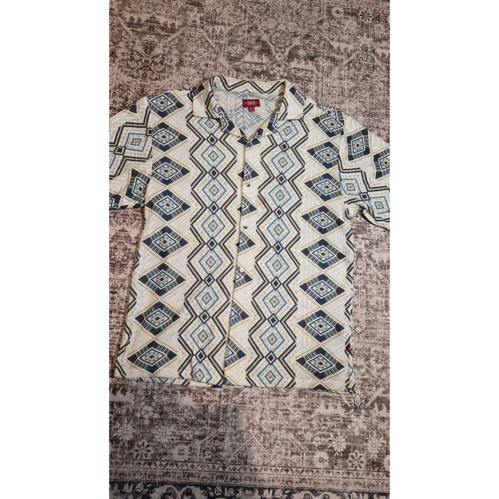 Stacy Adams Jasper Mens XL Geometric Knit Button Down Short Sleeve Shirt - Picture 3 of 11